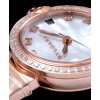Bvlgari Lvcea White Dial Diamond Hour Markings Rose Gold Case With Diamonds Two Tone Bracelet White