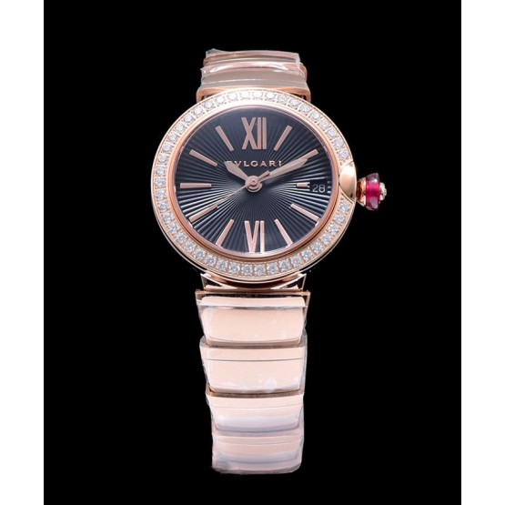 Bvlgari Lvcea Rose Gold Case With Diamonds Automatic WatchB lack