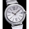 Bvlgari Lvcea Sliver tone Case With Diamonds Automatic Watch White