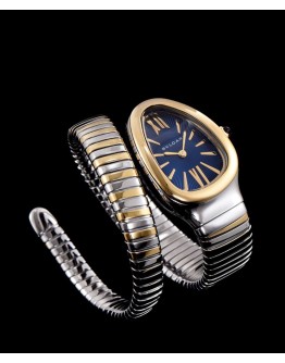 Bvlgari Serpenti 18ct pink-gold and stainless steel watch Blue