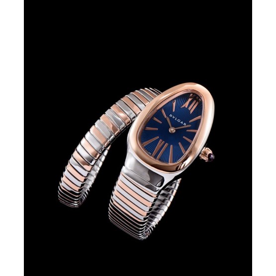 Bvlgari 18ct pink-gold and stainless steel watch Blue