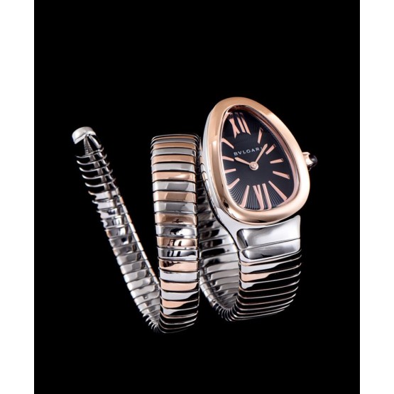 Bvlgari 18ct pink-gold and stainless steel watch Black
