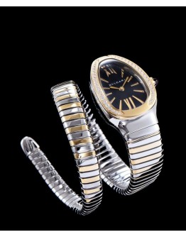 Bvlgari 18-carat gold and steel watch Black