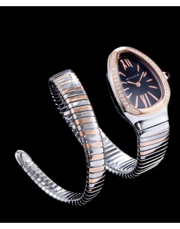 Bvlgari 18-carat pink-gold and steel watch Black