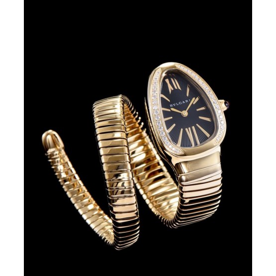 Bvlgari 18ct gold and diamond watch Black