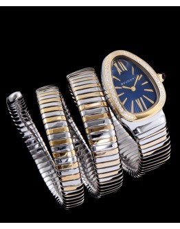 Bvlgari 18ct pink-gold stainless steel and diamond watch Blue