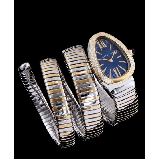 Bvlgari 18ct pink-gold stainless steel and diamond watch Blue