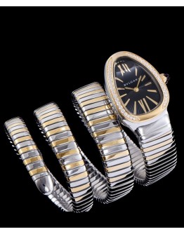 Bvlgari 18ct pink-gold stainless steel and diamond watch Black