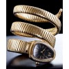 Bvlgari 35mm 18K Pink Gold Serpenti Tubogas Diamond Watch Black