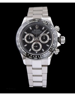 Rolex Stainless Steel Black Dial Dayton Watch Black