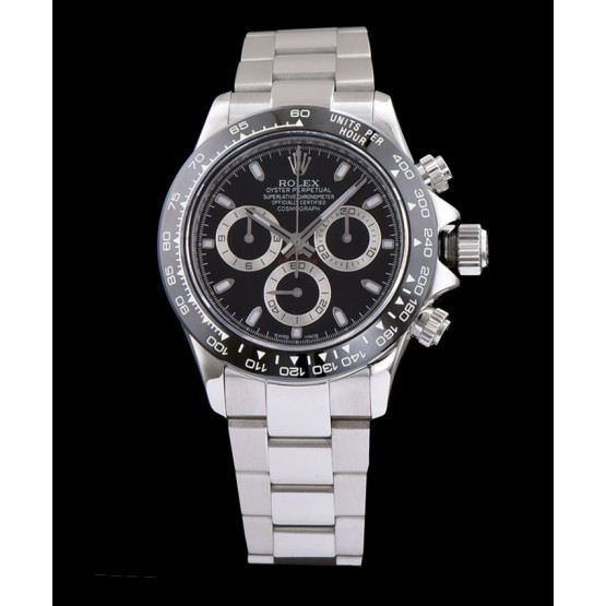Rolex Stainless Steel Black Dial Dayton Watch Black