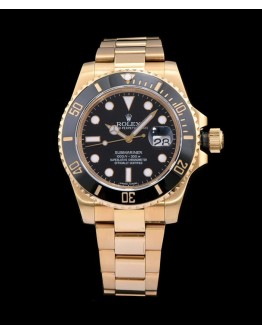 Rolex Gold Submariner Watch Black