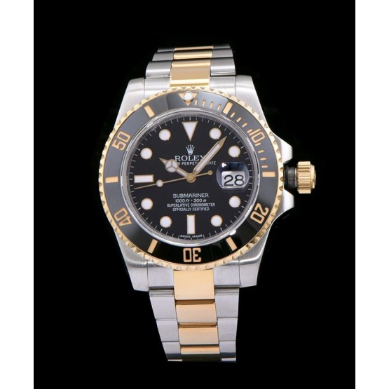 Rolex Gold Submariner Watch Black
