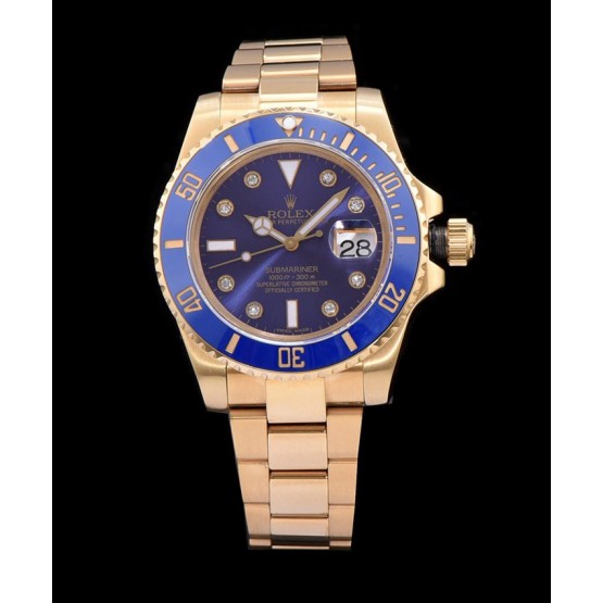 Rolex Ceramic Submariner Watch Full Gold Blue