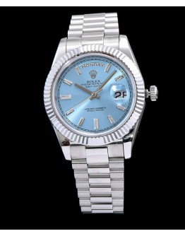 Rolex Rose Gold Automatic Watch Blue