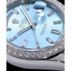 Rolex Stainless Steel President Watch With Diamond Blue