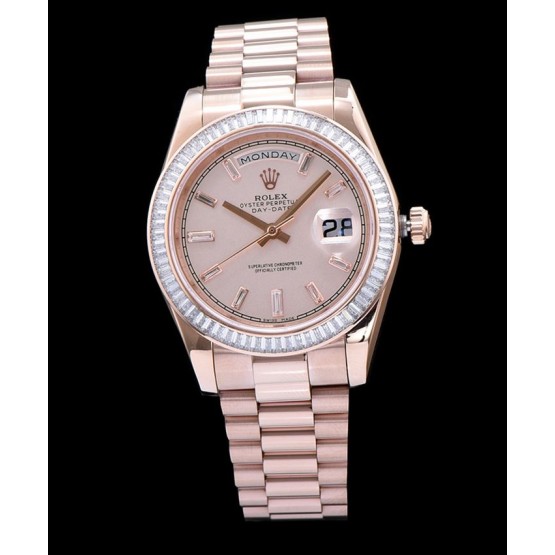 Rolex Men s Stainless Steel Watch With Diamond Golden