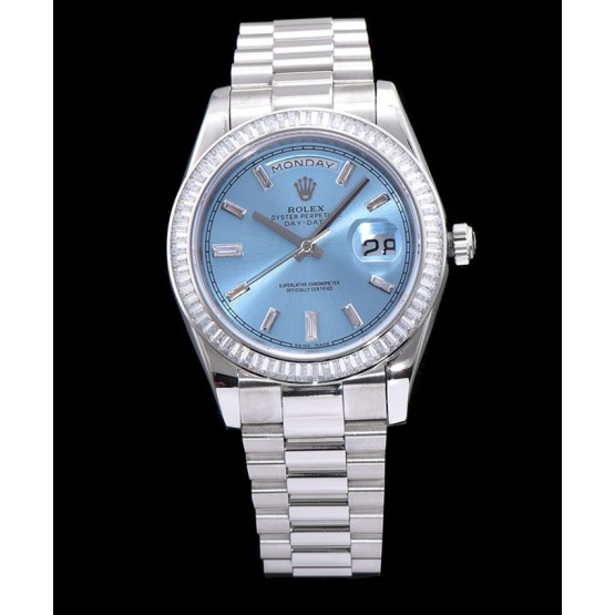 Rolex Men s Stainless Steel Watch With Diamond Blue